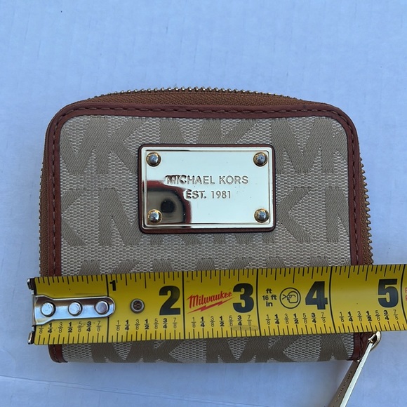 NWOT Michal Kors bifold canvas leather tan brown wallet - Picture 11 of 12